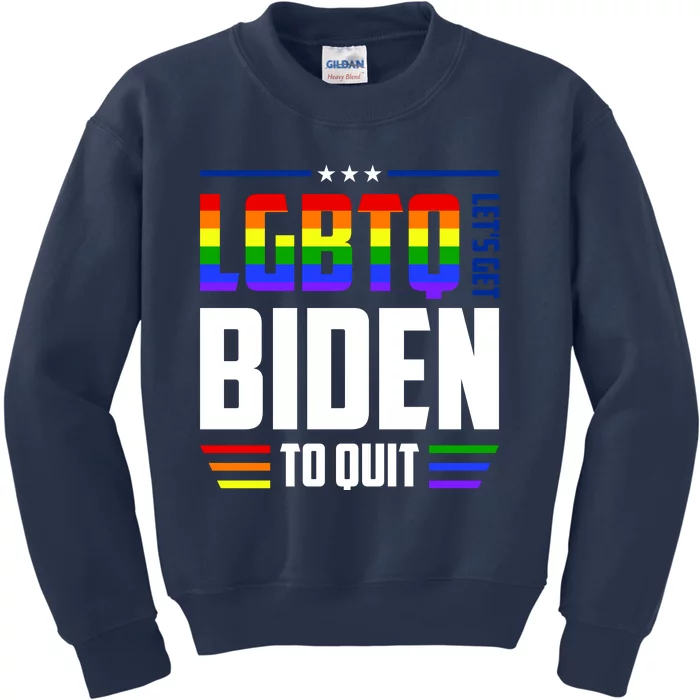 Funny Anti Biden LGBTQ Lets Get Biden To Quit Kids Sweatshirt