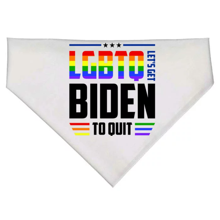 Funny Anti Biden LGBTQ Lets Get Biden To Quit USA-Made Doggie Bandana