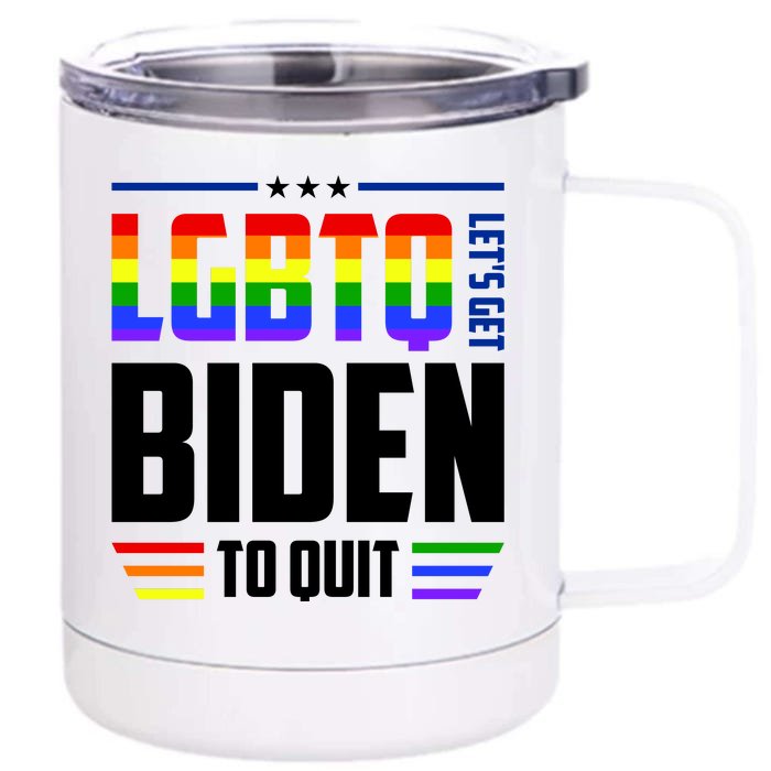 Funny Anti Biden LGBTQ Lets Get Biden To Quit Front & Back 12oz Stainless Steel Tumbler Cup