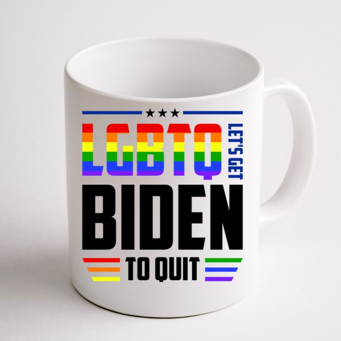 Funny Anti Biden LGBTQ Lets Get Biden To Quit Front & Back Coffee Mug