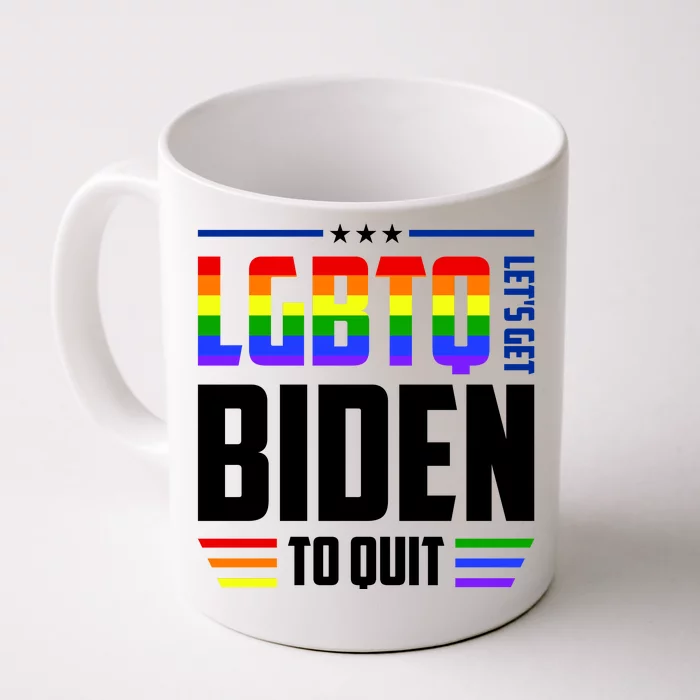 Funny Anti Biden LGBTQ Lets Get Biden To Quit Front & Back Coffee Mug