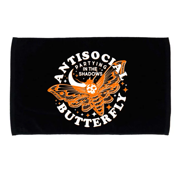 Funny Antisocial Butterfly Moth Partying In The Shadows Microfiber Hand Towel