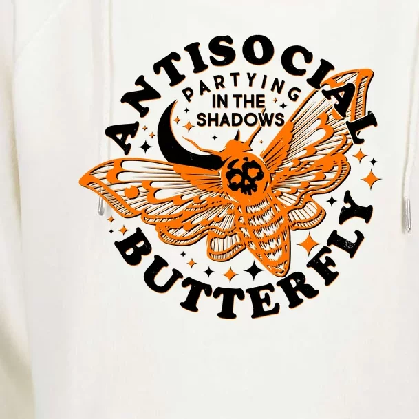 Funny Antisocial Butterfly Moth Partying In The Shadows Womens Funnel Neck Pullover Hood