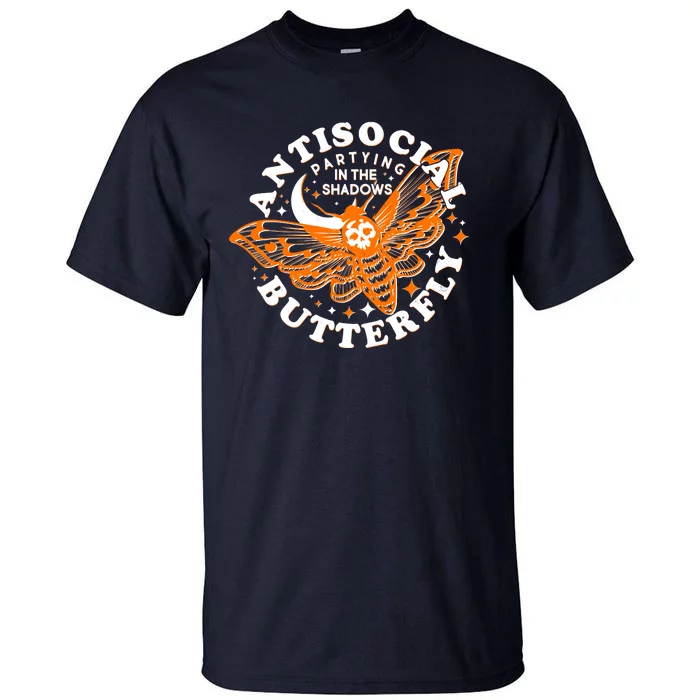 Funny Antisocial Butterfly Moth Partying In The Shadows Tall T-Shirt