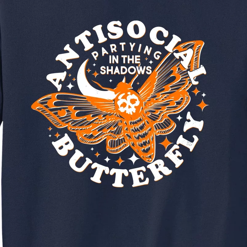 Funny Antisocial Butterfly Moth Partying In The Shadows Tall Sweatshirt