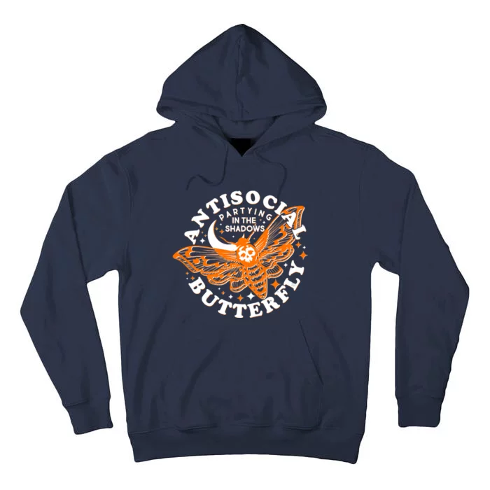 Funny Antisocial Butterfly Moth Partying In The Shadows Tall Hoodie