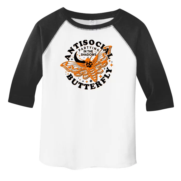 Funny Antisocial Butterfly Moth Partying In The Shadows Toddler Fine Jersey T-Shirt