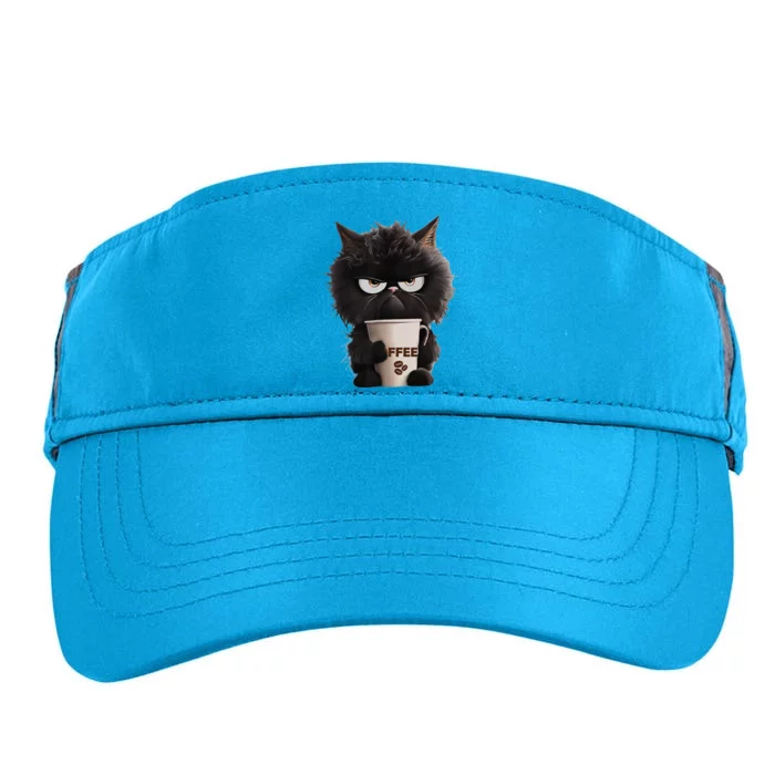 Funny Angry Black Cat Drinking Coffee Loves Coffee Pet Adult Drive Performance Visor