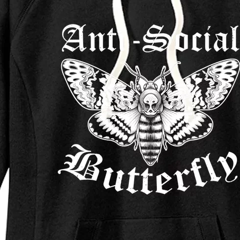 Funny Antisocial Butterfly Design, Introvert Humor Women's Fleece Hoodie