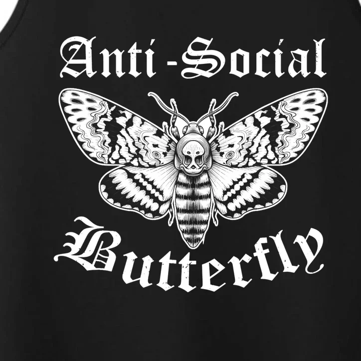 Funny Antisocial Butterfly Design, Introvert Humor Performance Tank