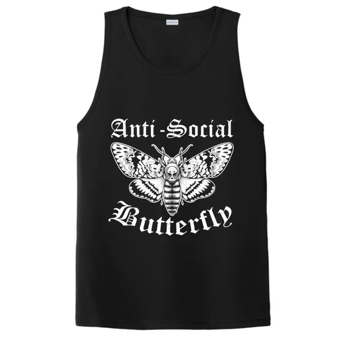 Funny Antisocial Butterfly Design, Introvert Humor Performance Tank