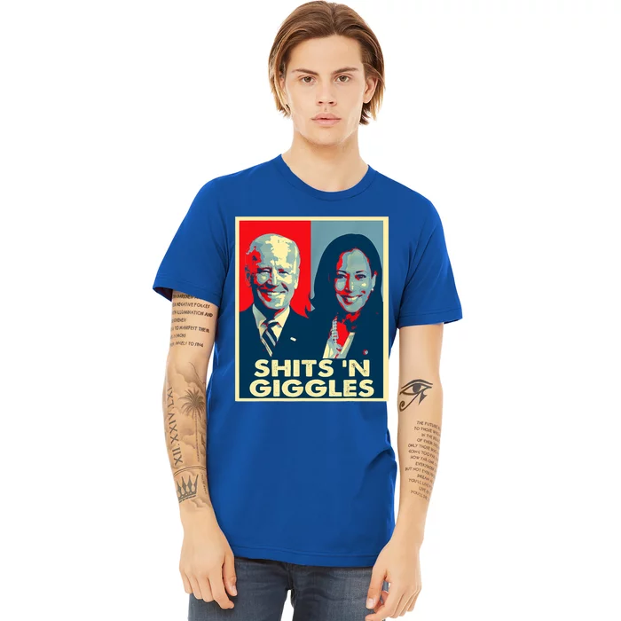 Funny Anti Biden Harris Shits 'N Giggles Political Gift Premium T-Shirt