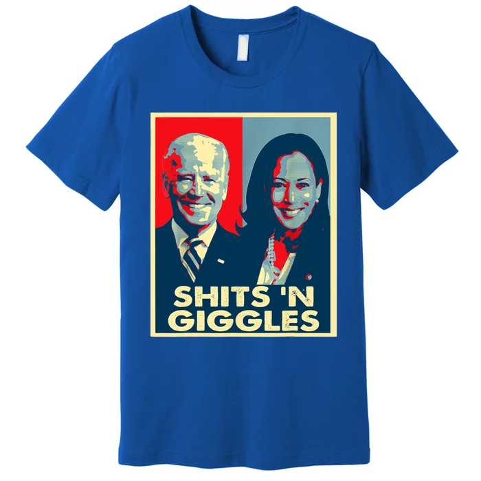 Funny Anti Biden Harris Shits 'N Giggles Political Gift Premium T-Shirt