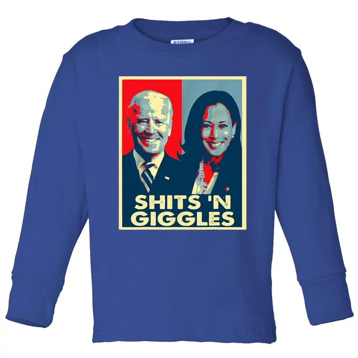 Funny Anti Biden Harris Shits 'N Giggles Political Gift Toddler Long Sleeve Shirt