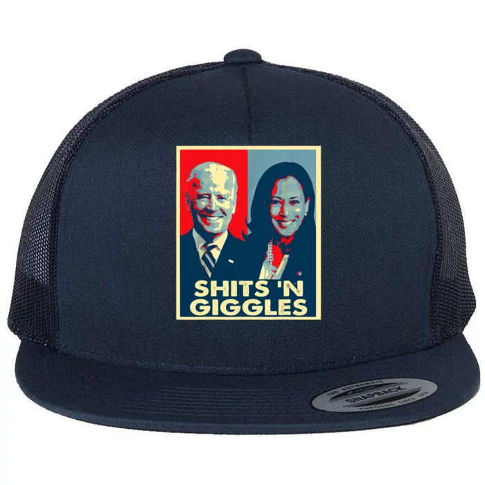 Funny Anti Biden Harris Shits 'N Giggles Political Gift Flat Bill Trucker Hat