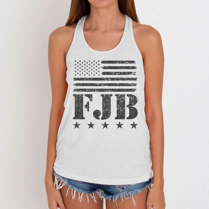 FJB Anti Biden American Flag Women's Knotted Racerback Tank