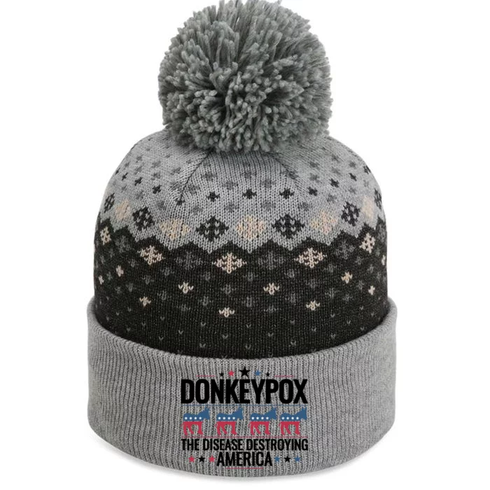 Funny Anti Biden Donkey Pox The Disease Destroying America The Baniff Cuffed Pom Beanie