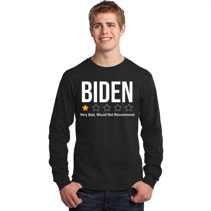 Funny Anti Biden Pro Trump 1 Star Rating Election Vote 2024 Tall Long Sleeve T-Shirt