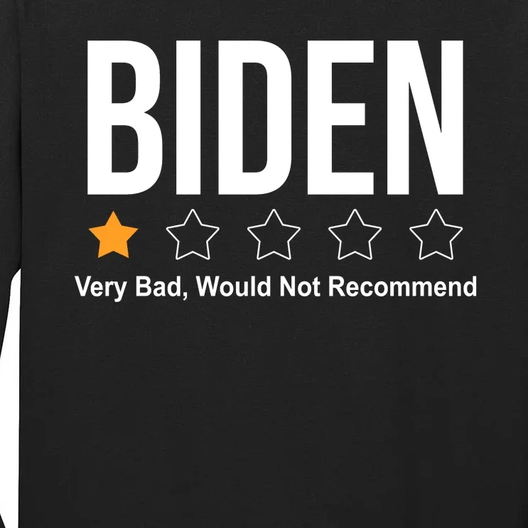 Funny Anti Biden Pro Trump 1 Star Rating Election Vote 2024 Tall Long Sleeve T-Shirt