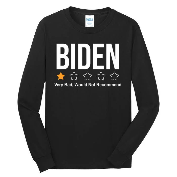 Funny Anti Biden Pro Trump 1 Star Rating Election Vote 2024 Tall Long Sleeve T-Shirt