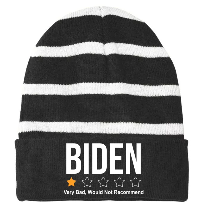 Funny Anti Biden Pro Trump 1 Star Rating Election Vote 2024 Striped Beanie with Solid Band