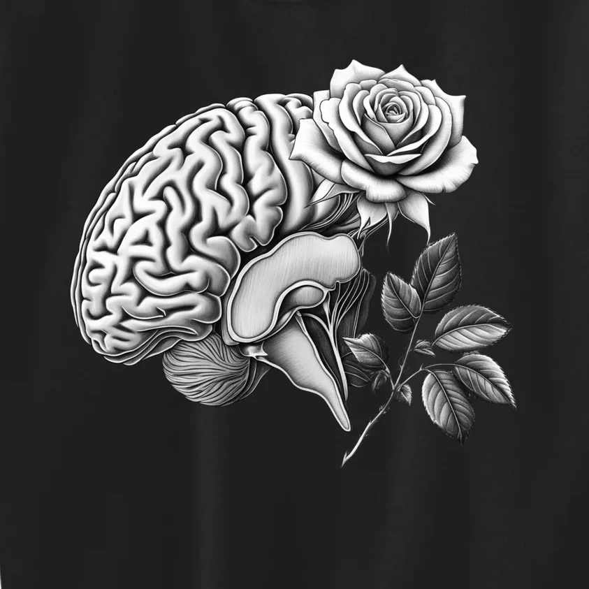 Floral Anatomical Brain Blooming Thoughts Kids Sweatshirt