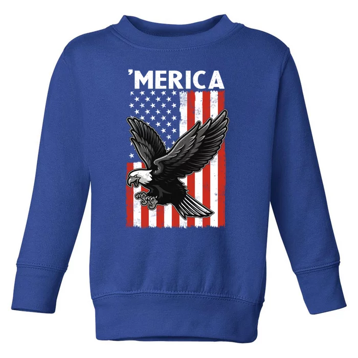 Flying American Bald Eagle Mullet Funny Merica 4th Of July Meaningful Gift Toddler Sweatshirt