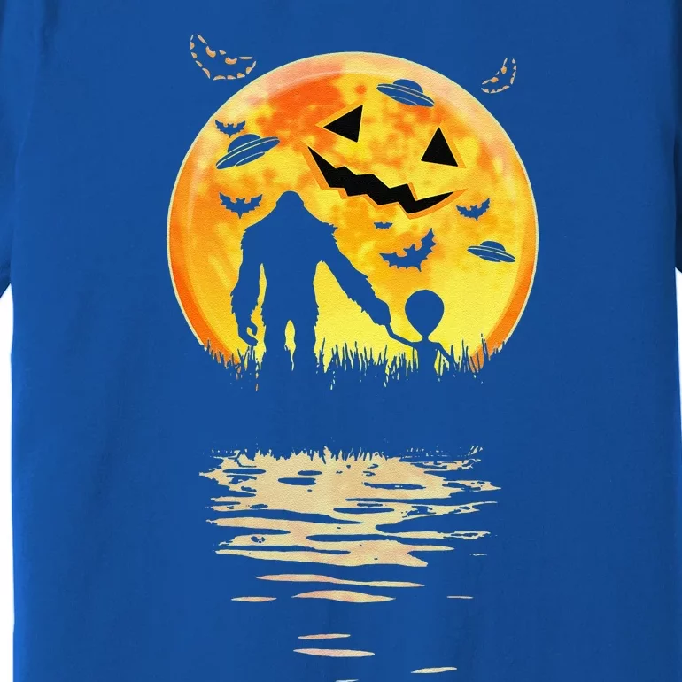 Funny Alien Bigfoot Moon Sasquatch UFO Halloween Costume Tee Premium T-Shirt