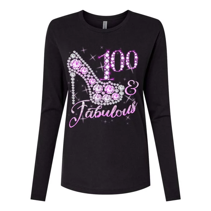 Fabulous & 100 Sparkly Shiny Heel 100th Birthday Womens Cotton Relaxed Long Sleeve T-Shirt