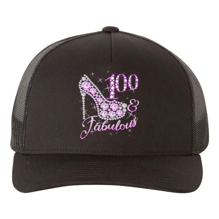 Fabulous & 100 Sparkly Shiny Heel 100th Birthday Yupoong Adult 5-Panel Trucker Hat