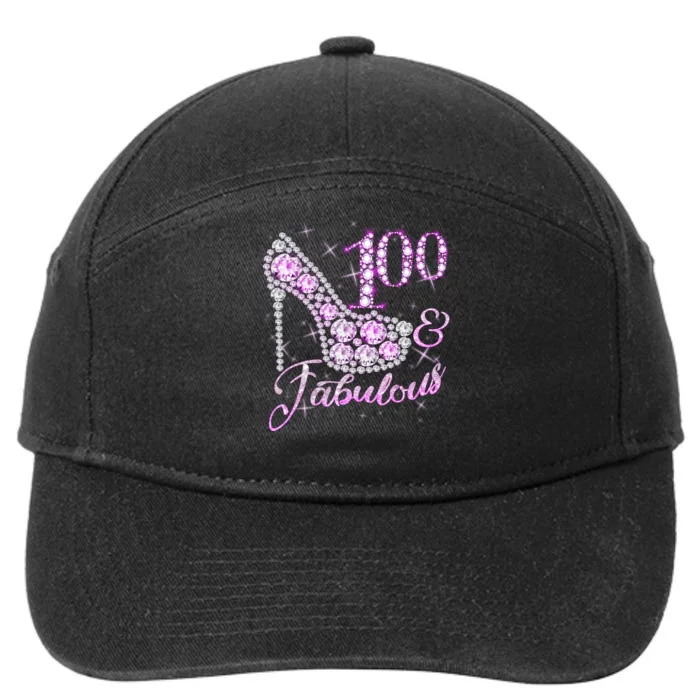 Fabulous & 100 Sparkly Shiny Heel 100th Birthday 7-Panel Snapback Hat