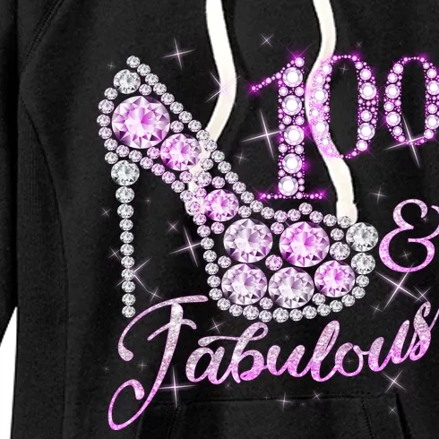 Fabulous & 100 Sparkly Shiny Heel 100th Birthday Women's Fleece Hoodie