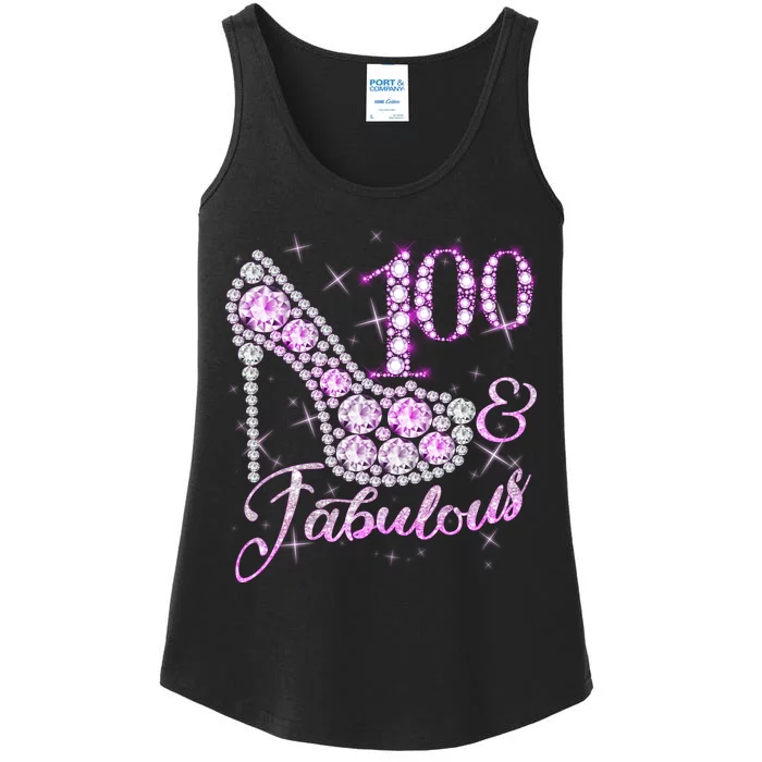 Fabulous & 100 Sparkly Shiny Heel 100th Birthday Ladies Essential Tank