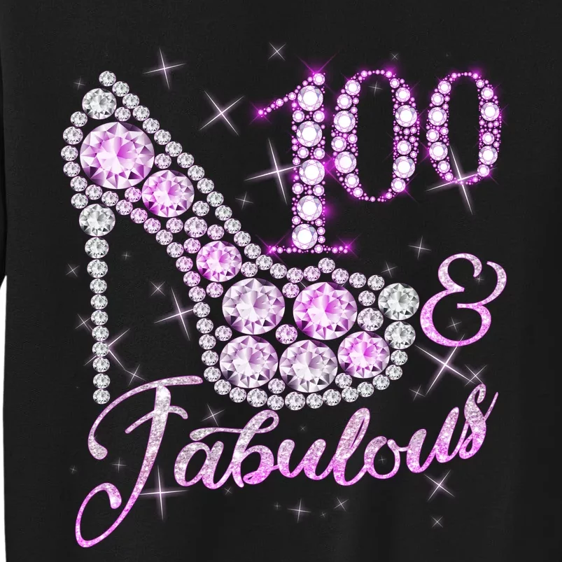 Fabulous & 100 Sparkly Shiny Heel 100th Birthday Tall Sweatshirt