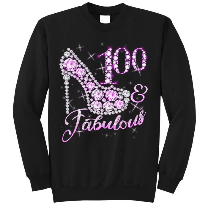 Fabulous & 100 Sparkly Shiny Heel 100th Birthday Tall Sweatshirt