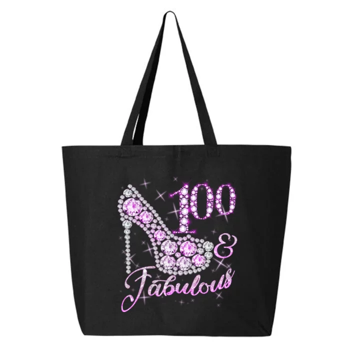 Fabulous & 100 Sparkly Shiny Heel 100th Birthday 25L Jumbo Tote