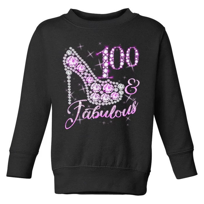 Fabulous & 100 Sparkly Shiny Heel 100th Birthday Toddler Sweatshirt