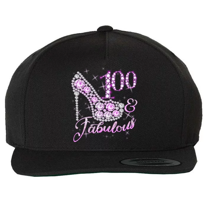 Fabulous & 100 Sparkly Shiny Heel 100th Birthday Wool Snapback Cap