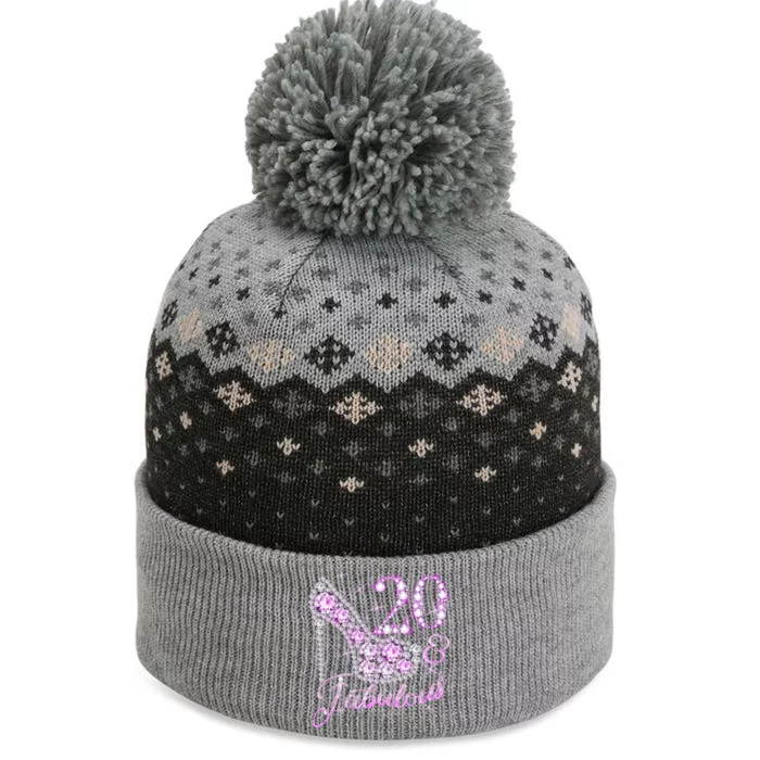 Fabulous & 20 Sparkly Shiny Heel 20th Birthday The Baniff Cuffed Pom Beanie