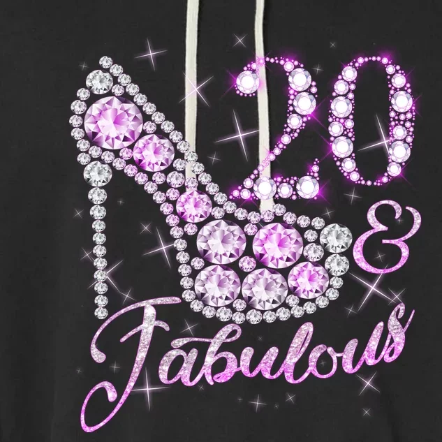 Fabulous & 20 Sparkly Shiny Heel 20th Birthday Garment-Dyed Fleece Hoodie