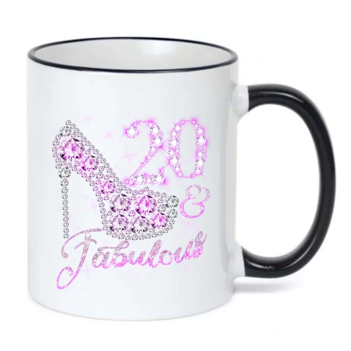 Fabulous & 20 Sparkly Shiny Heel 20th Birthday Black Color Changing Mug