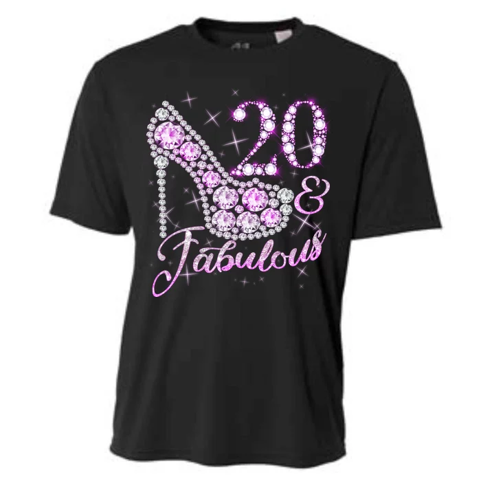 Fabulous & 20 Sparkly Shiny Heel 20th Birthday Cooling Performance Crew T-Shirt