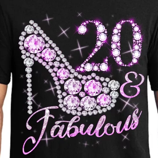 Fabulous & 20 Sparkly Shiny Heel 20th Birthday Pajama Set