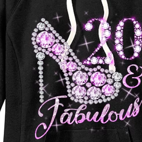 Fabulous & 20 Sparkly Shiny Heel 20th Birthday Women's Fleece Hoodie