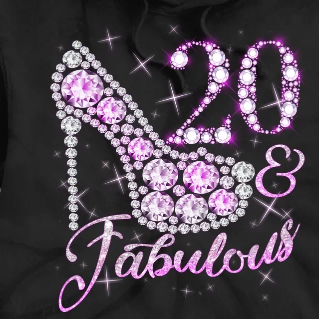 Fabulous & 20 Sparkly Shiny Heel 20th Birthday Tie Dye Hoodie