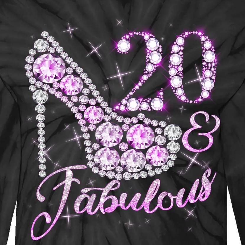 Fabulous & 20 Sparkly Shiny Heel 20th Birthday Tie-Dye Long Sleeve Shirt