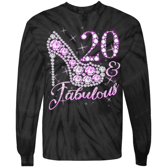 Fabulous & 20 Sparkly Shiny Heel 20th Birthday Tie-Dye Long Sleeve Shirt