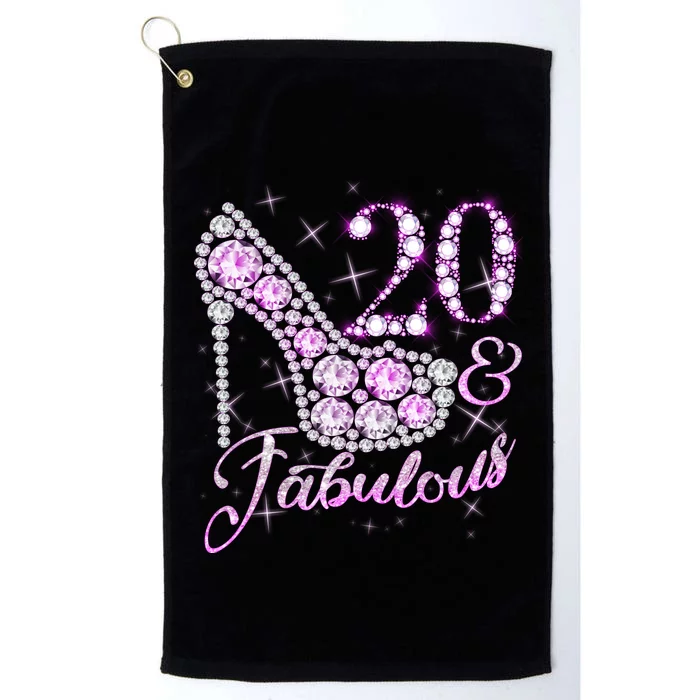 Fabulous & 20 Sparkly Shiny Heel 20th Birthday Platinum Collection Golf Towel