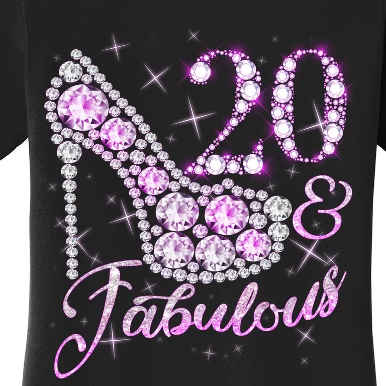 Fabulous & 20 Sparkly Shiny Heel 20th Birthday Women's T-Shirt