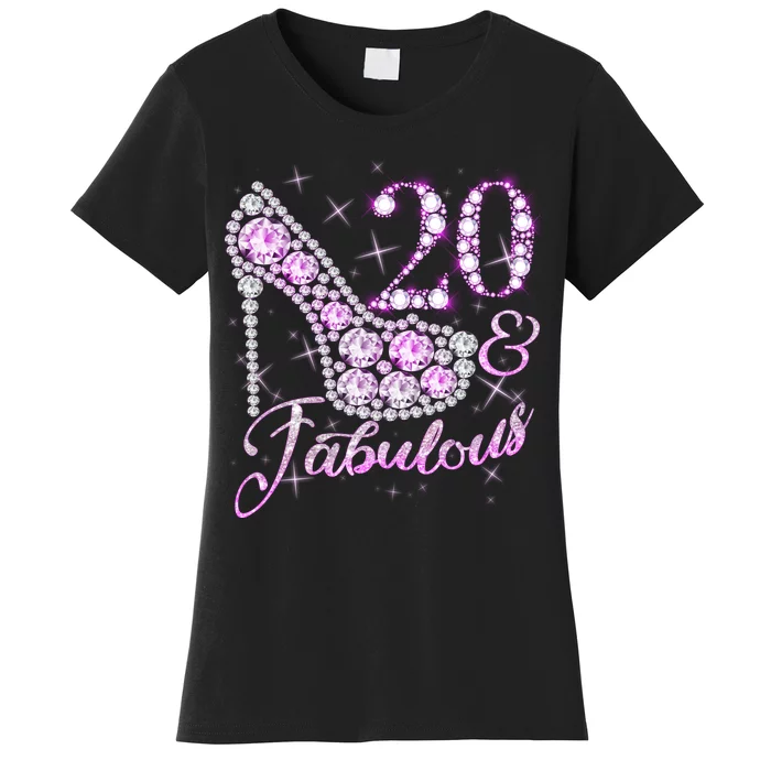 Fabulous & 20 Sparkly Shiny Heel 20th Birthday Women's T-Shirt